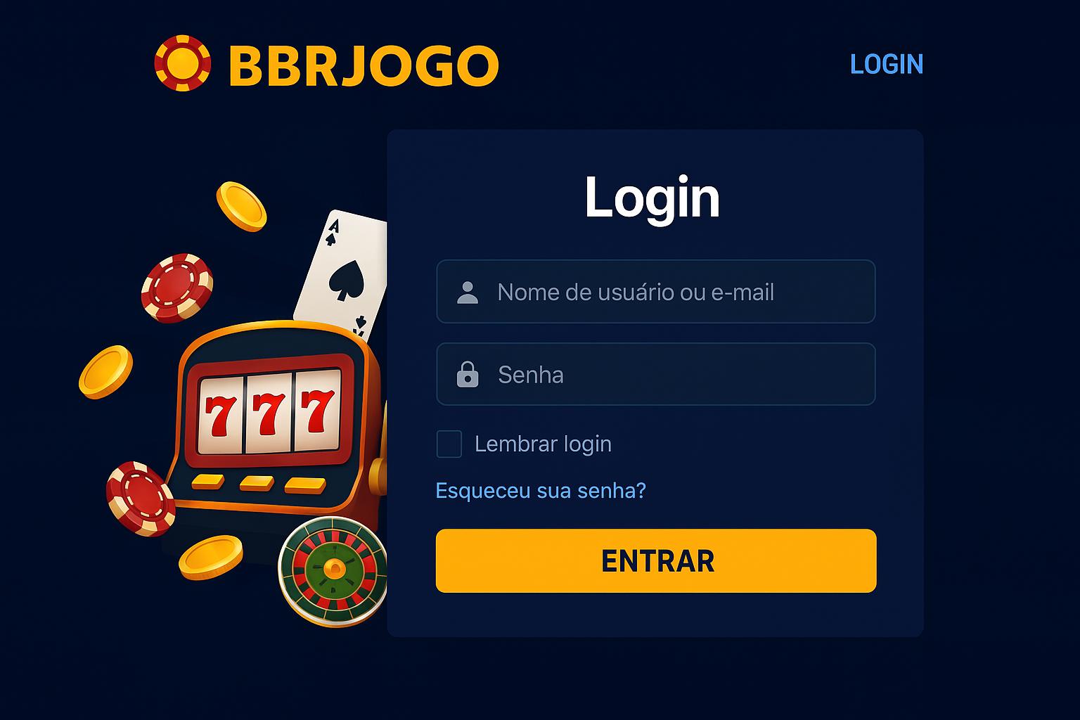 Criar uma nova Conta no plataforma BBRJOGO  